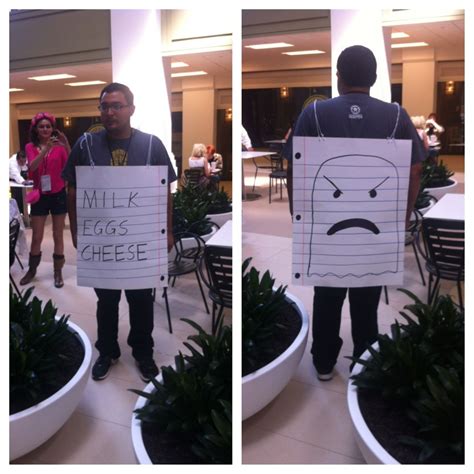 floating shopping list costume